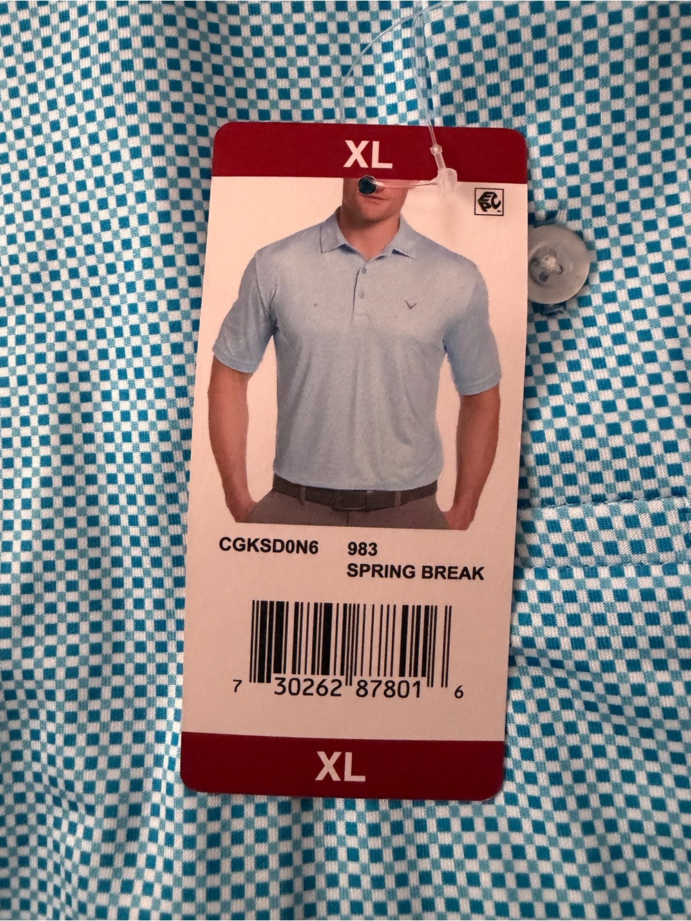 Callaway Men’s Light Blue Micro-Pattern Golf Polo - Picture 3 of 3